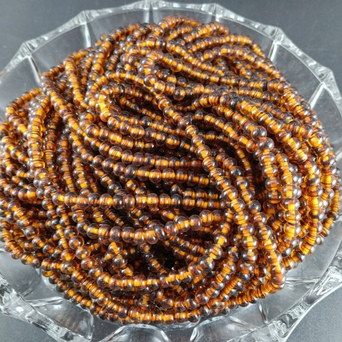 ☆未使用 大量 チェコ ガラスビーズ 513g 7み4mm ラウンド ブラウン 大粒 ヴィンテージ ハンドメイド 手芸 アクセサリー ネックレス S-296拍卖