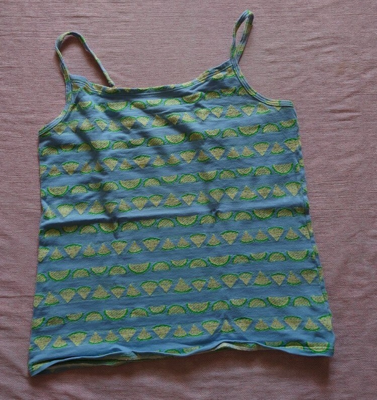 送料込 ウンナナクール ワコール Lサイズ スイカ柄 キャミソール タンクトップ ニット生地 コットン ブルー 青色 西瓜 すいか 日本製拍卖