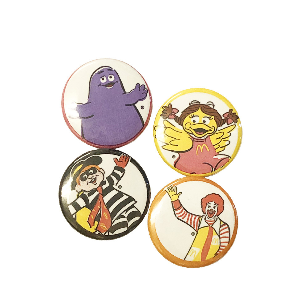 缶バッチ McDonald's キャラクター 4個セット / 缶バッジ 直径3cm アメリカン雑貨 マクドナルド拍卖