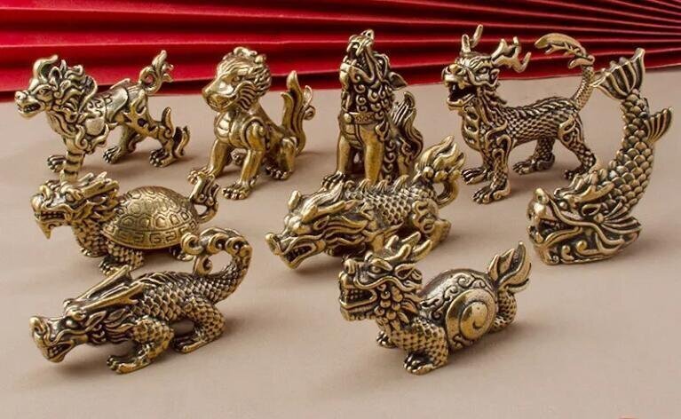 新入荷★黄銅ソリッド竜生九子置物全セット拍卖