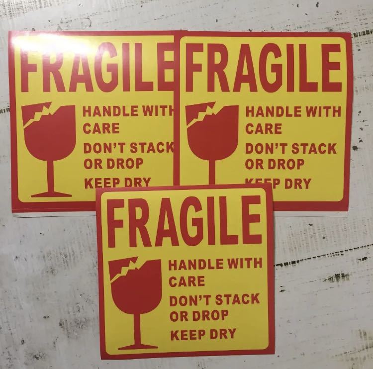 3枚セット紙ステッカーFRAGILE,UPWARD...拍卖