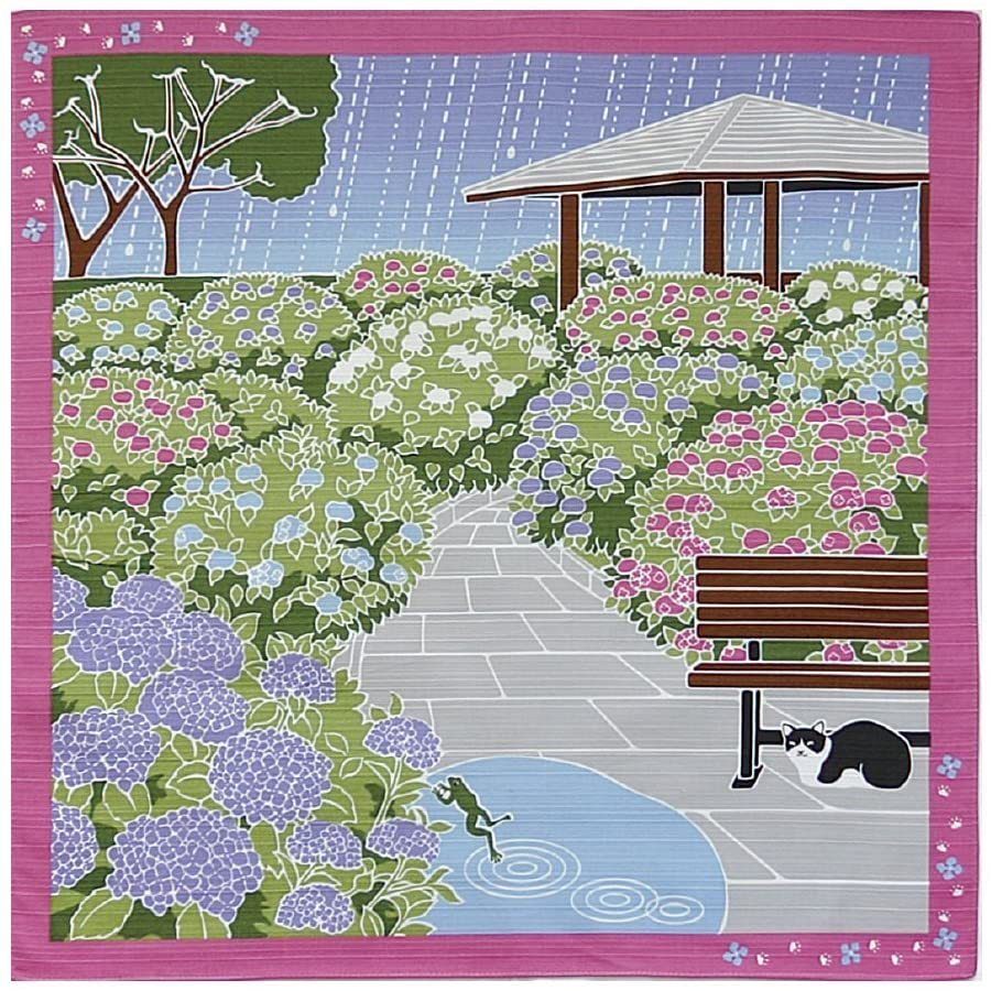 小風呂敷 ふろしき おしゃれ 50x50cm たまのお散歩 紫陽花 6月 猫 タペストリー 日本製 ネコポス ポイント消化拍卖