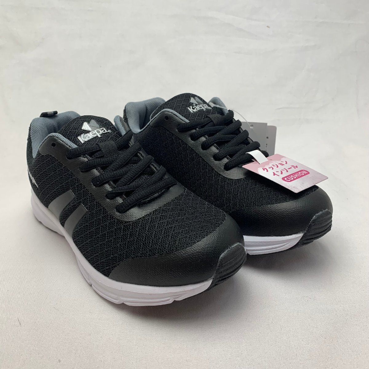 【北海道・沖縄以外送料無料】【新品】Kaepaレディーススニーカー クッションインソール 22.5cm BK/GY ★2809拍卖