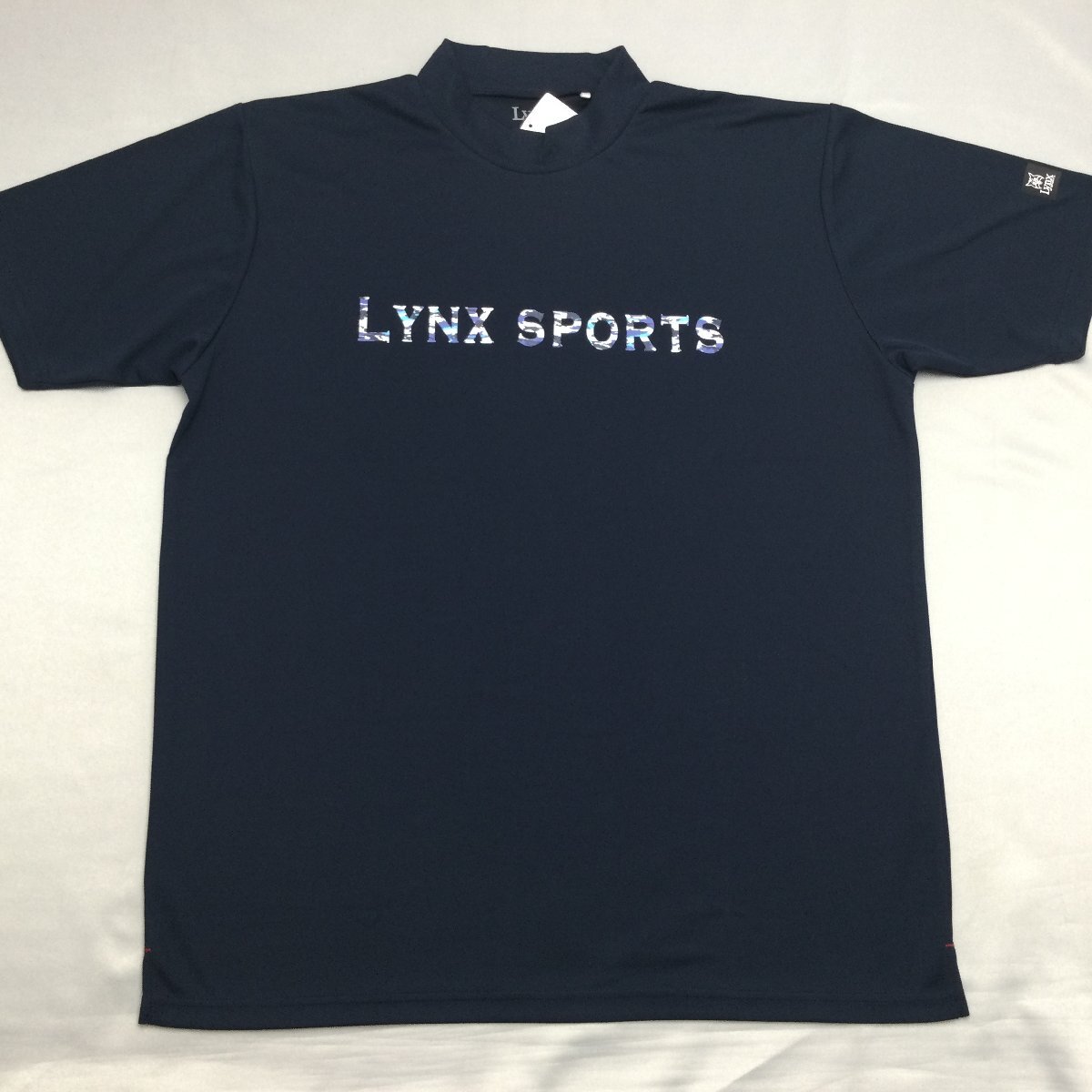 【送料無料】【新品】Lynx メンズ半袖Tシャツ(接触冷感素材 ハイネック 吸汗速乾 UVカット) LL 2L ネイビー★32202拍卖