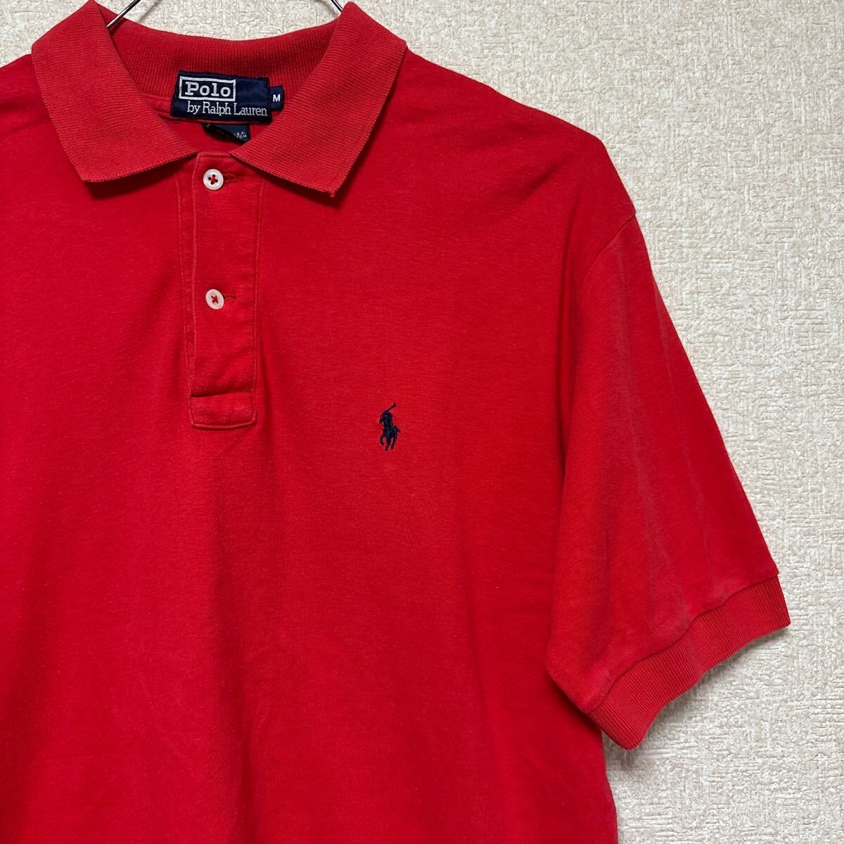 【希少】 80s Polo by Ralph Lauren 【USA製】 ラルフローレン 半袖ポロシャツ Mサイズ レッド拍卖