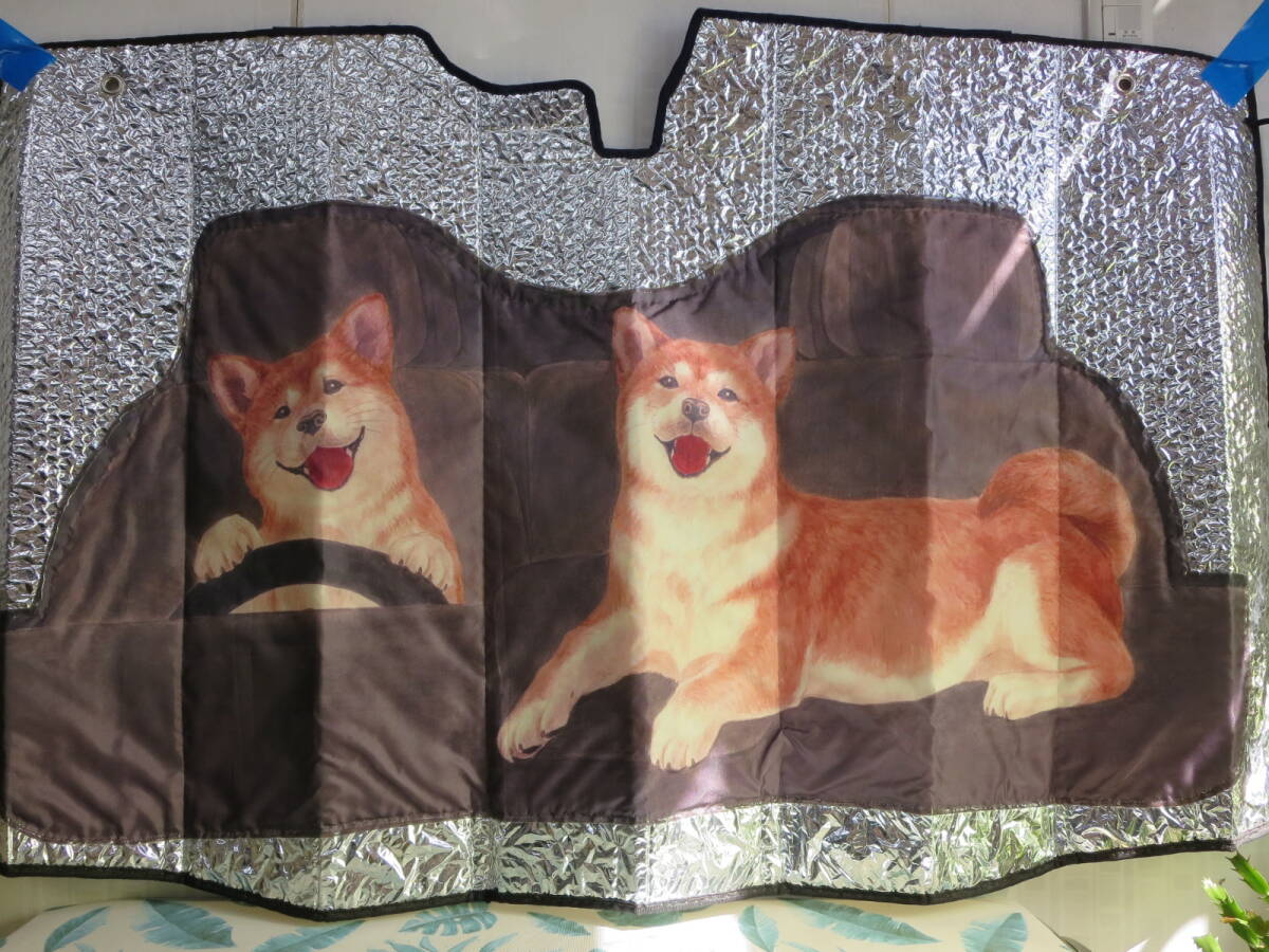 フロントガラス用サンシェード 日除け 折りたたみ 茶柴 ハンドメイド (吸盤2個紛失)ヴォクシーにて使用しました拍卖