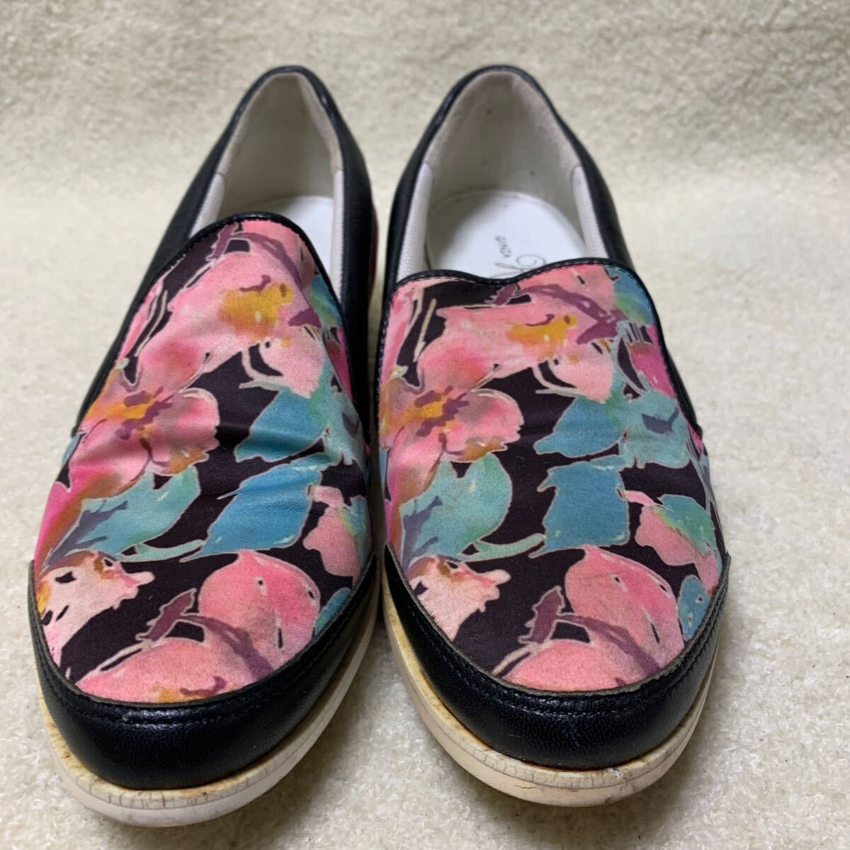 銀座かねまつ サイドゴア スリッポン 花柄 23㎝D拍卖