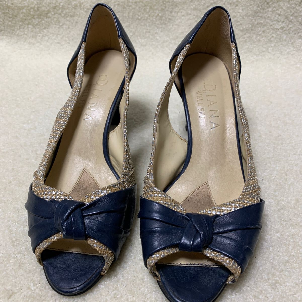 ダイアナ DIANA オープンツゥパンプス 22.5㎝EEヒール約6㎝拍卖