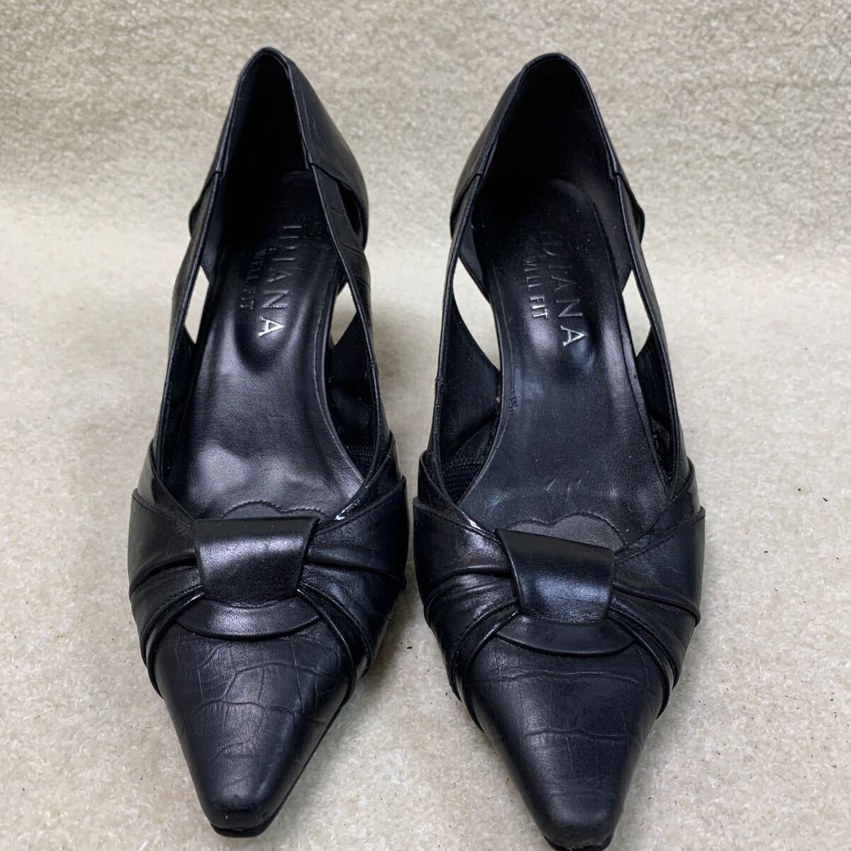 ダイアナ DIANA 本革レディースパンプス ブラック 23.5㎝EEヒール約6.5㎝拍卖