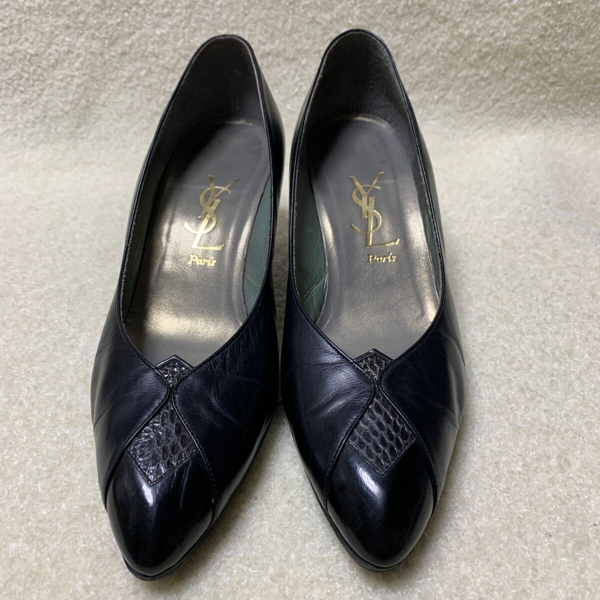 イブサンローラン YSL ヒールパンプス ブラック 22.5㎝ヒール約6.5㎝拍卖