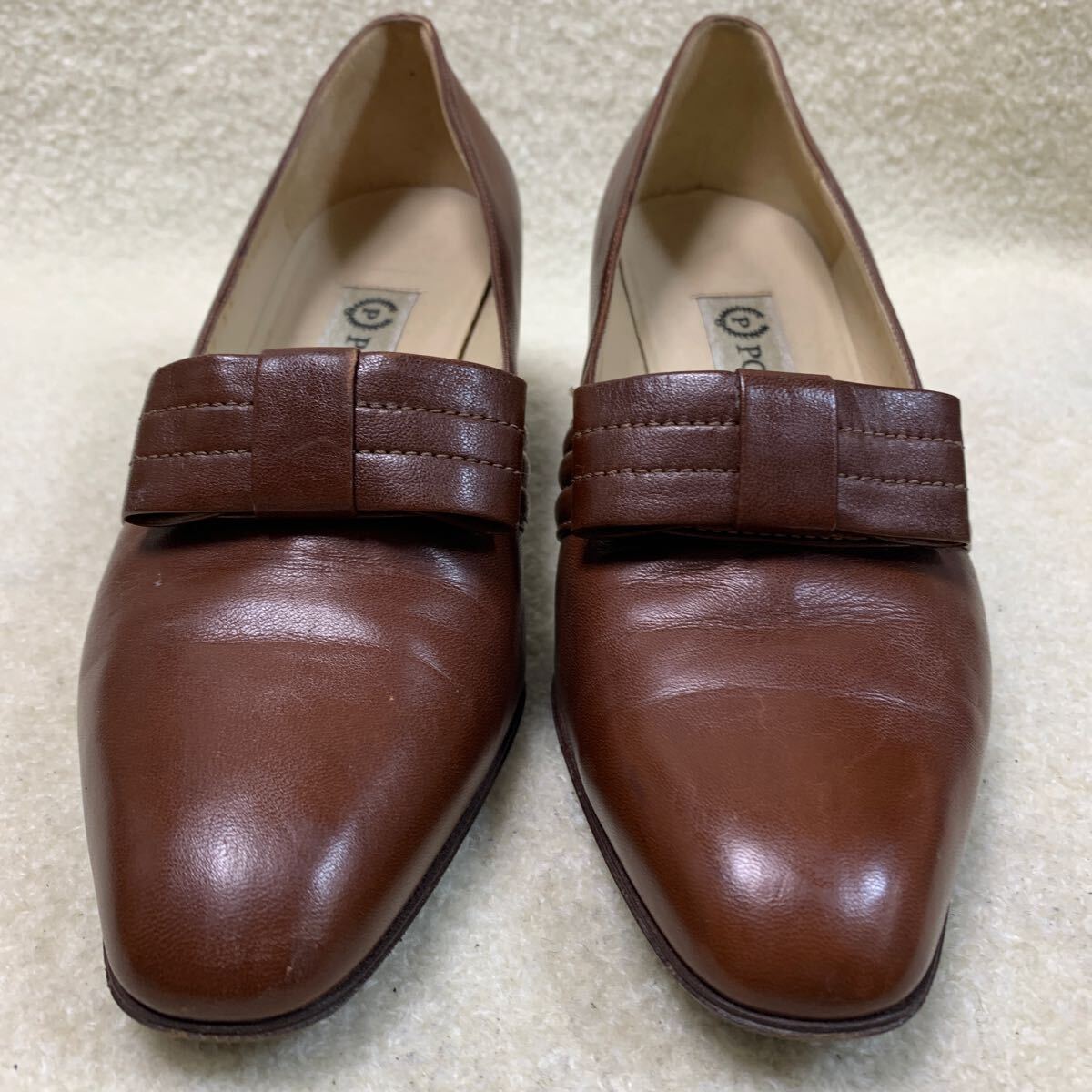 ポリーニ POLLINI 本革レディースパンプス イタリア製 ブラウン 23㎝ヒール約5㎝ 美品拍卖