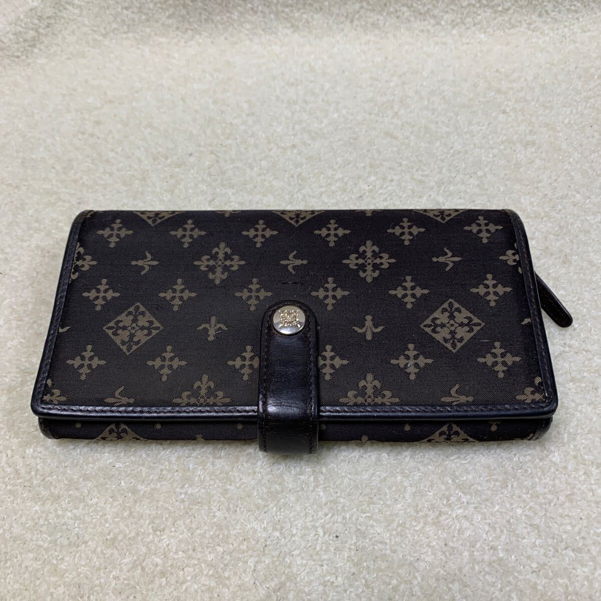 ラシット russet 二つ折り長財布 化繊X革 小銭入れあり カード入れ多い 濃いブラウン 拍卖