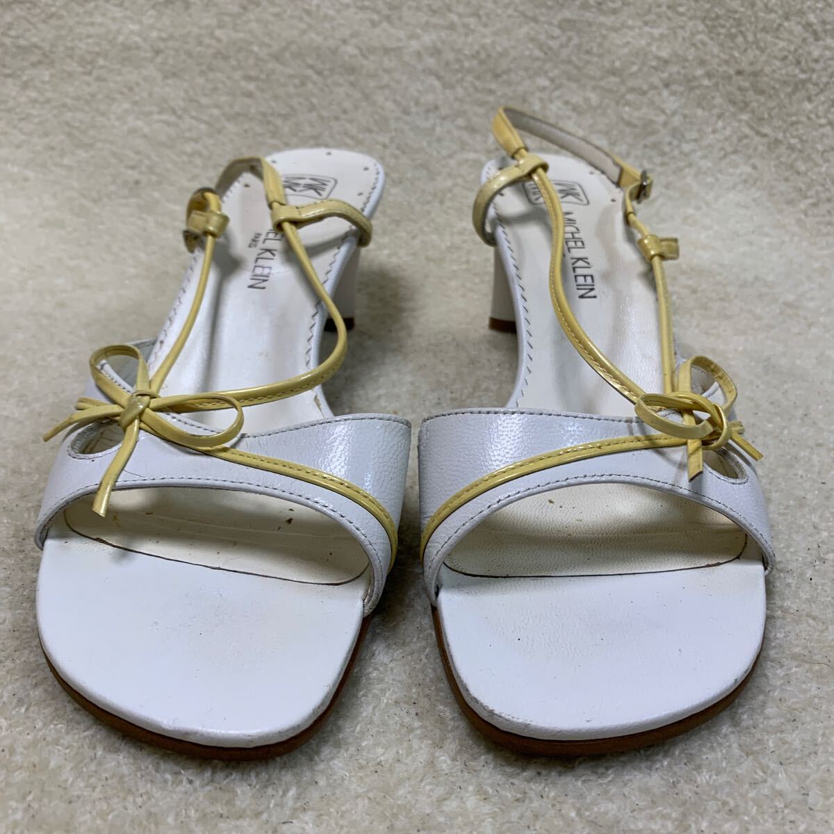 ミッシェルクラン MICHEL KLEIN レディースサンダル ホワイト 23.5㎝ヒール約5㎝拍卖