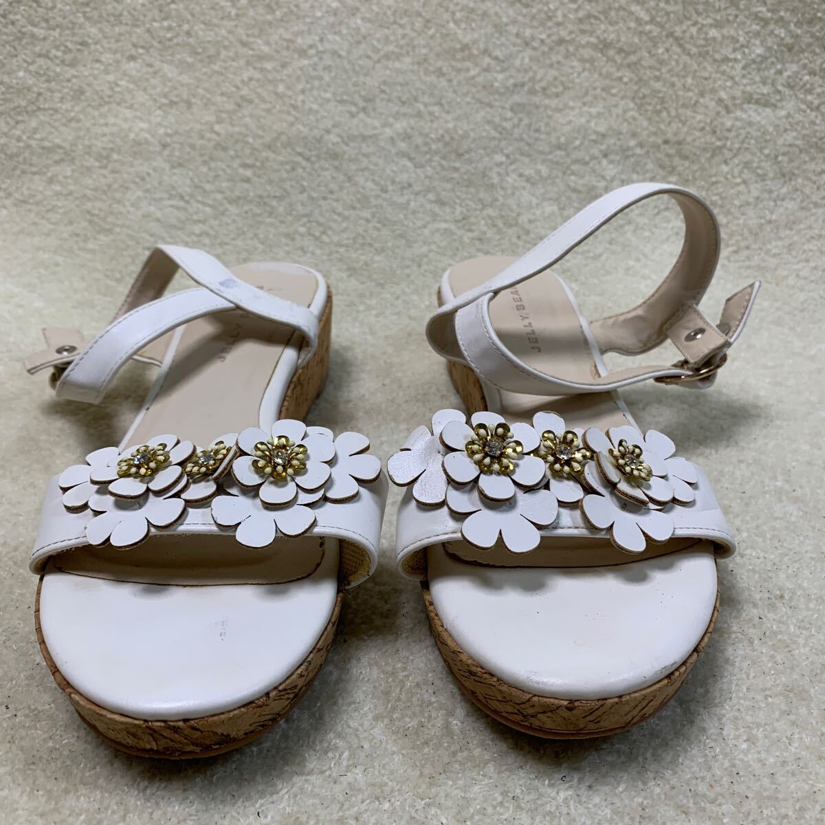 ジェリービーンズ JELLY BEANS レディースサンダル ホワイト 23㎝ヒール約4㎝拍卖