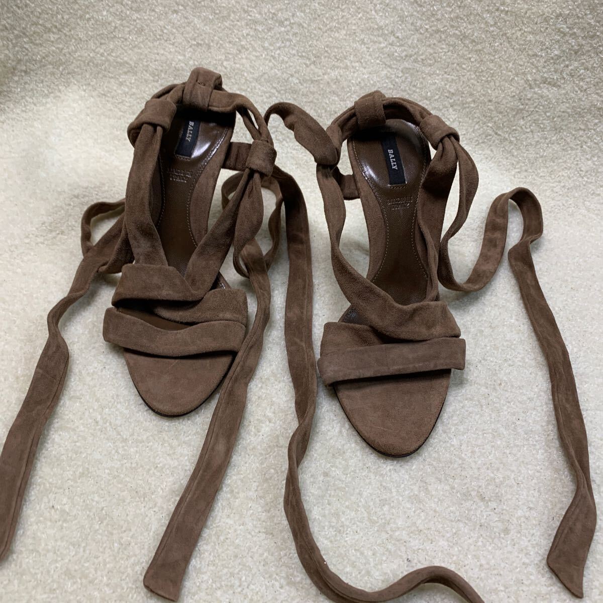 バリー BALLY アンクルストラップ付きサンダル ブラウン 23.5㎝ヒール約10㎝ 美品拍卖