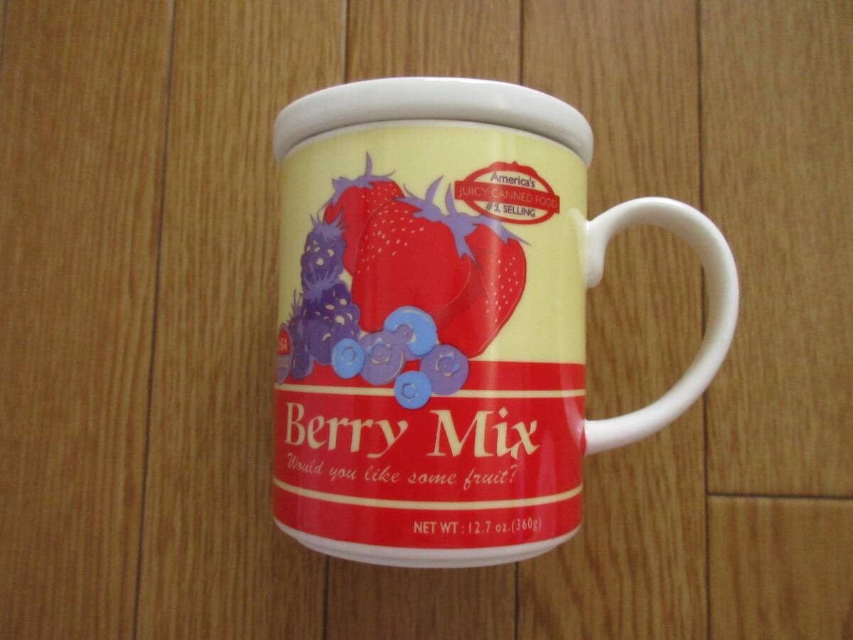 レトロ アメリカン 缶型 フタ付き マグカップ (ベリーミックス) 缶マグ ストロベリー拍卖