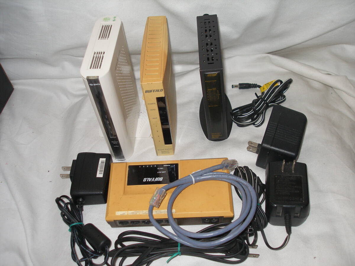 ワイヤレスルーター/11n/g/b MZK-WNH/コレガ CG-WLBARGP/バッファロー BBRー4MG/LSW-TX-5NPの4点 中古品拍卖