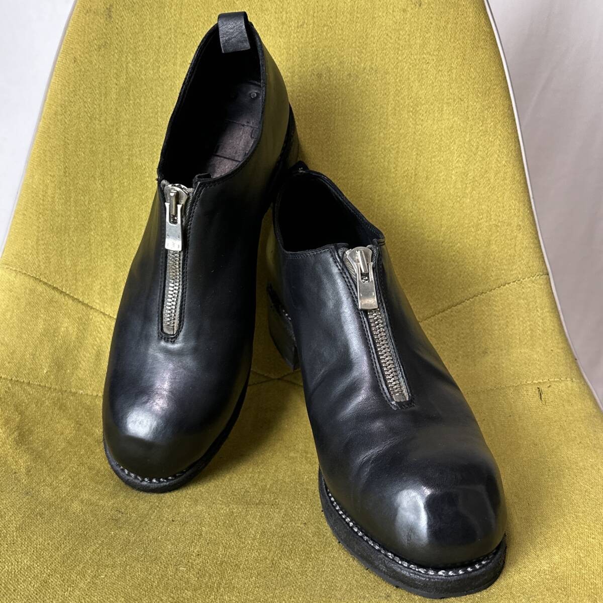 未使用 GUIDI グイディPL0FZ ホースレザーフロントジップレザーシューズ 44 イタリア製 27.5 28.0相当 馬革 チャッカブーツ拍卖