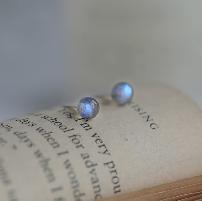 ラブラドライト ピアス シルバー925 小さい 両耳 4.5mm 天然拍卖