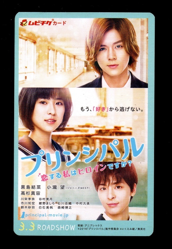 プリンシパル ~恋する私はヒロインですか?~ 使用済み ムビチケ 半券 ムビチケカード 黒島結菜 小瀧望 高杉真宙拍卖