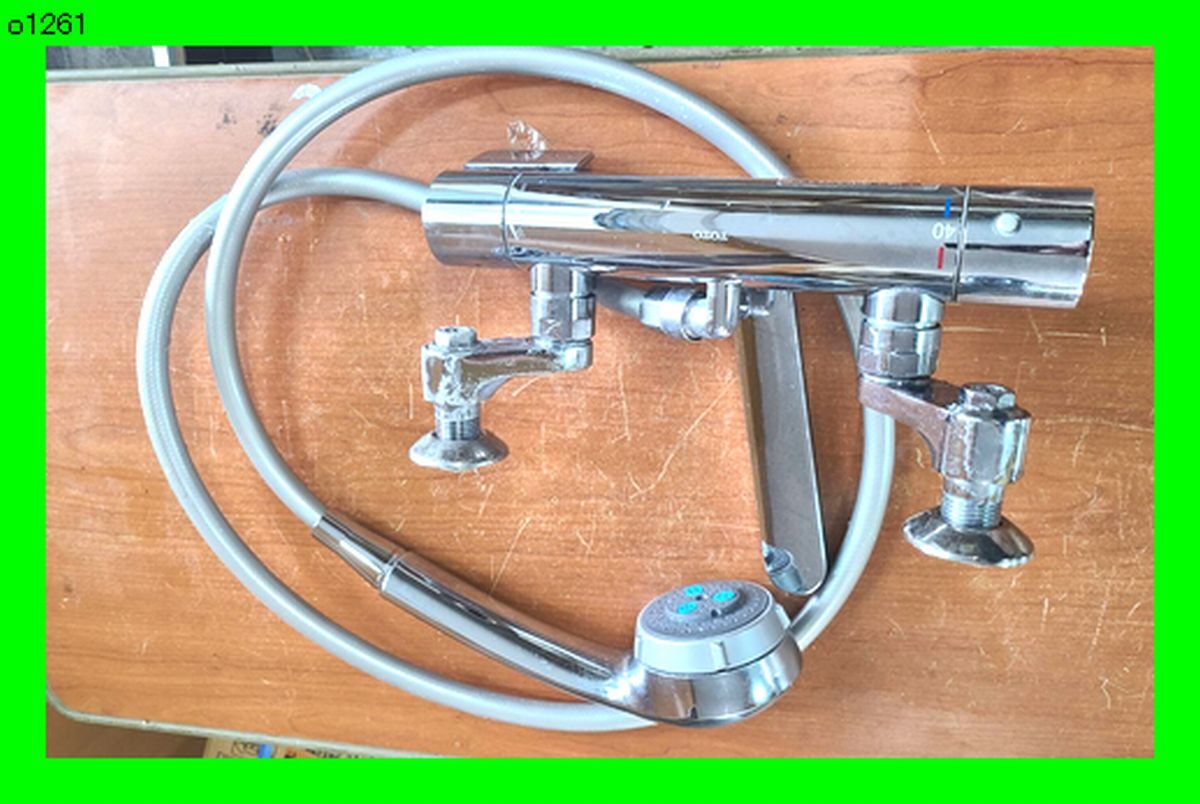 o1261 TOTO 浴槽用水栓 バス混合水栓 TBV03404J (コンフォートウエーブ3モード、メッキ) 壁付サーモスタット混合水栓 シャワー付き 中古拍卖