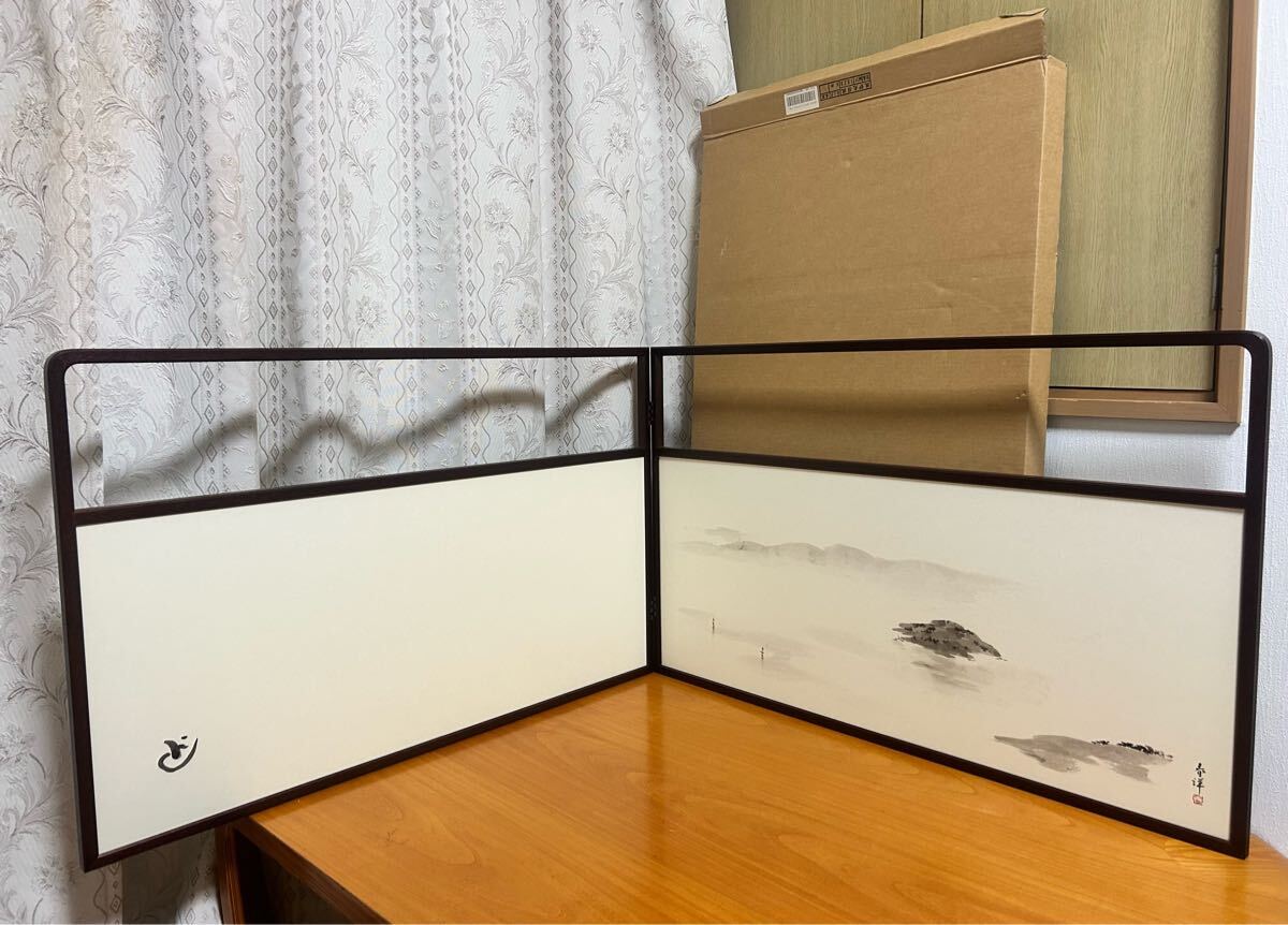 茶道具 風炉先屏風 作家物 春洋 肉筆 衝立 屏風 紙箱入り 茶道拍卖