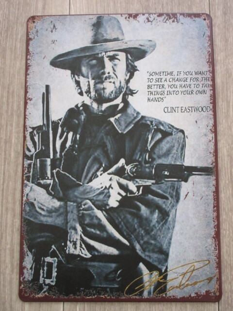 クリントイーストウッド アウトロー メタルサイン ブリキ看板6480拍卖