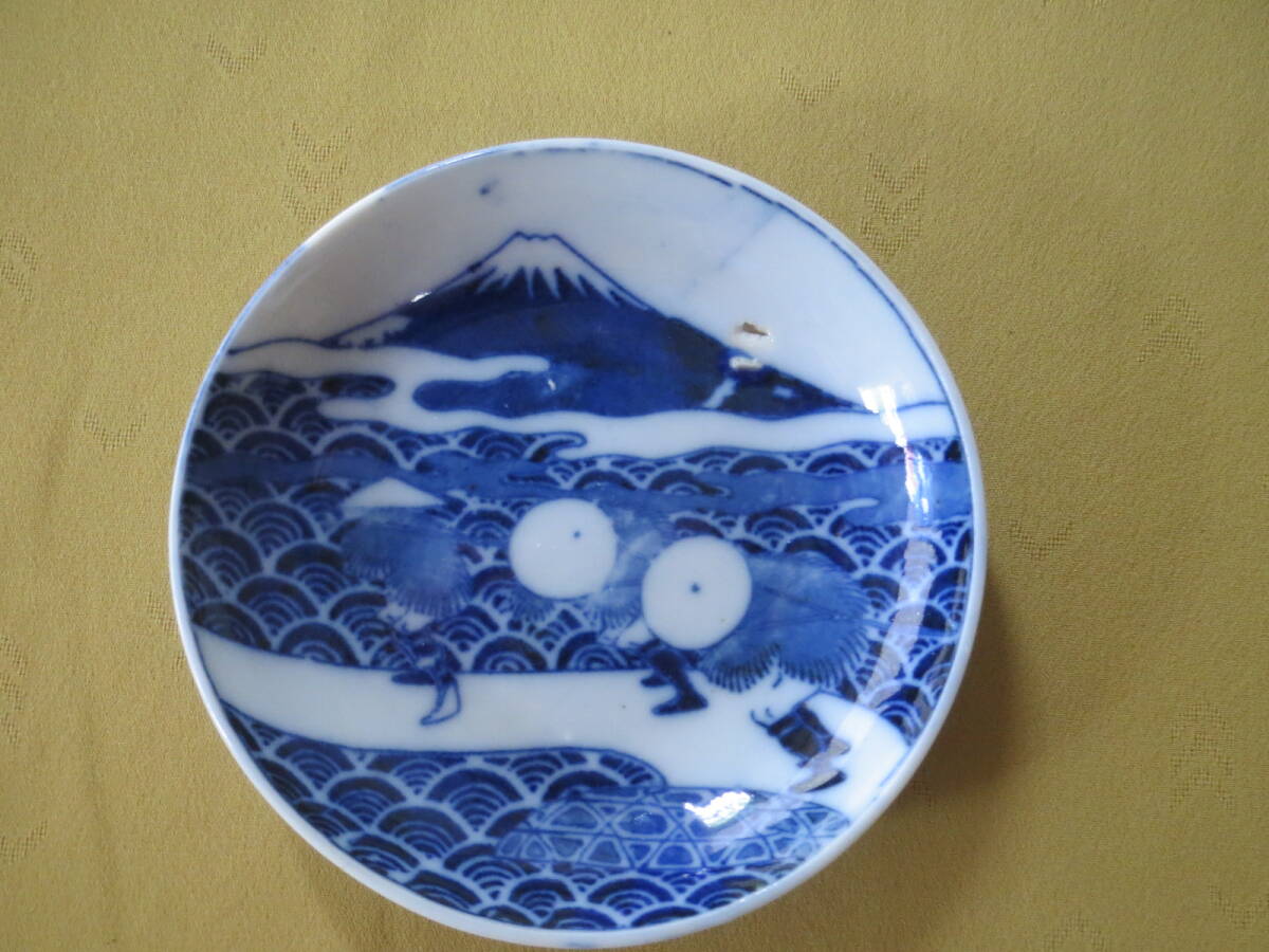 印版 手塩皿 曳き舟 図 富士 青海波拍卖