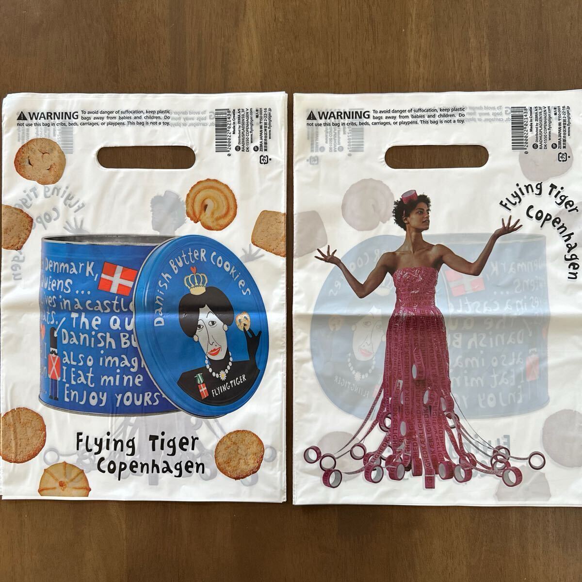 フライングタイガー ビニール袋 10枚 ショッパー ショップ袋 手提げ袋 プレゼント ラッピング ギフトバッグ リメイク コレクション 新品 ③拍卖