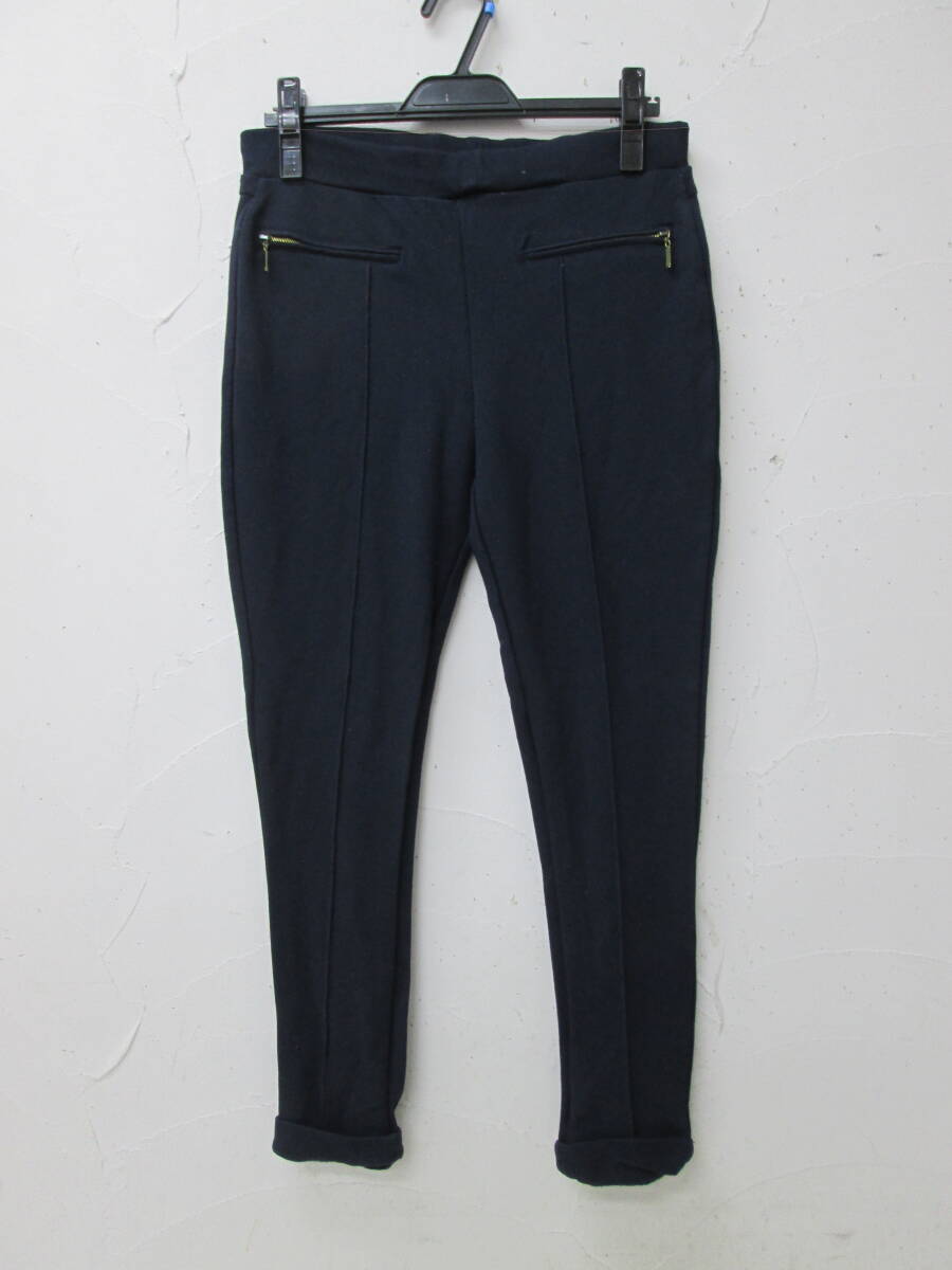 (74)♪ZARA BASIC ザラベーシック センターライン レギンス パンツ ネイビー サイズL 拍卖
