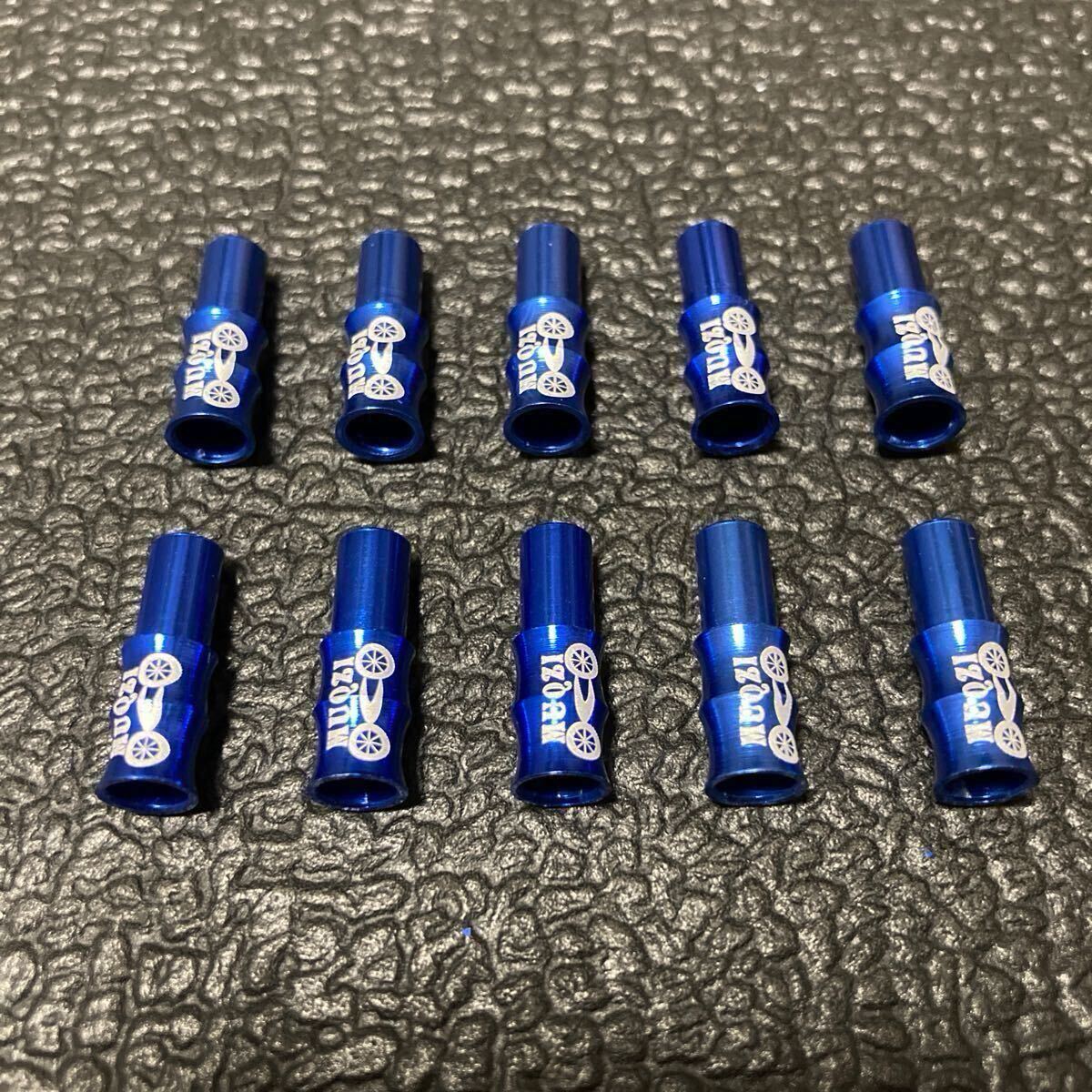 ☆ 即決・新品!! 自転車 アルミ 竹風アウターケーブルキャップ 青 φ5mm10個 ☆拍卖
