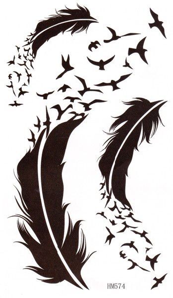 タトゥーシール 羽 鳥 【17x10cm ハロウィン 仮装 コスプレ・HM574】拍卖