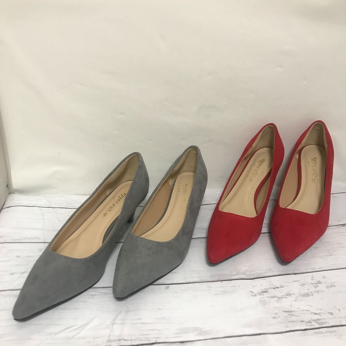 未使用 acqua calda スエードパンプス23.0-23.5cm相当 2足拍卖