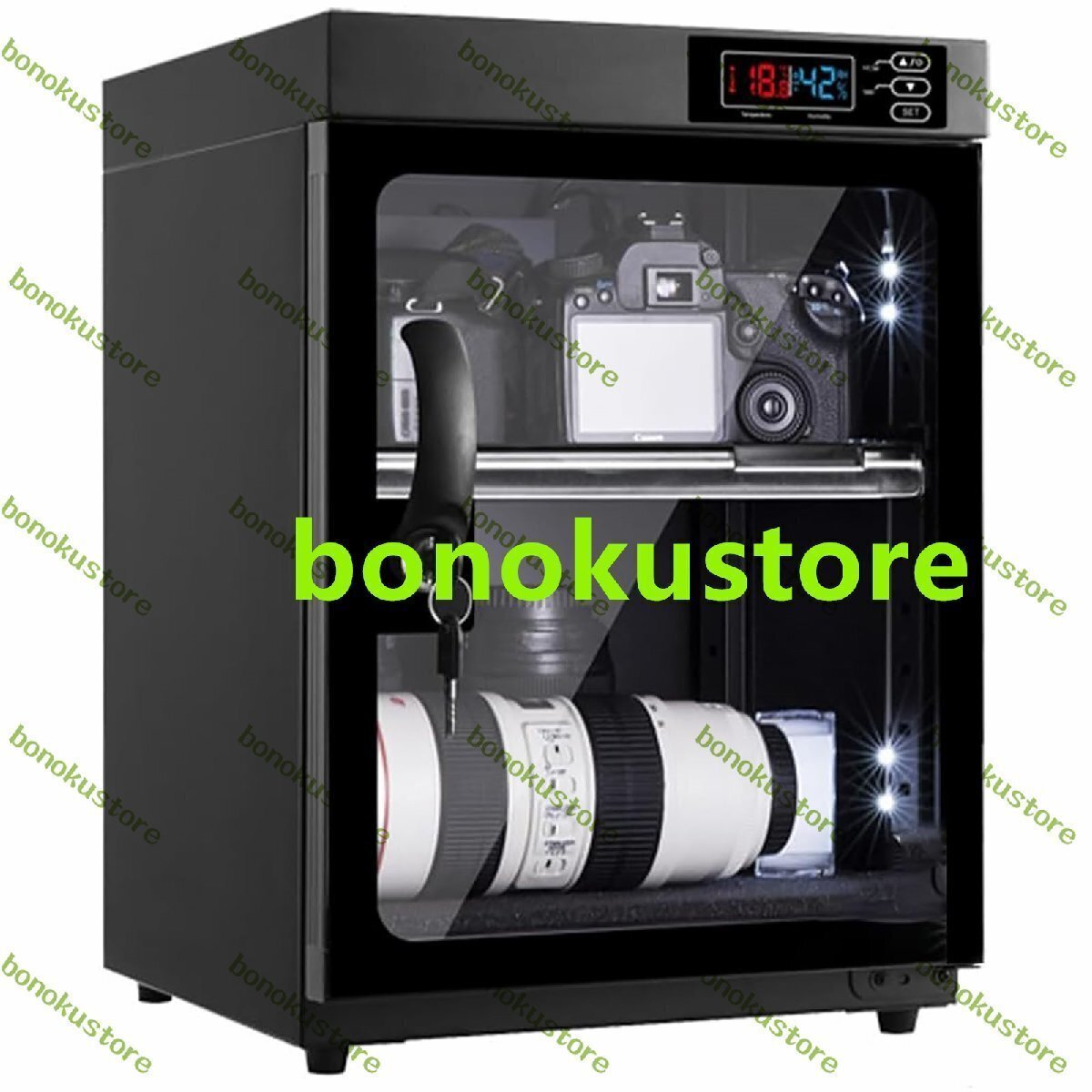 電子乾燥キャビネット LEDライト付き2層防湿ボックス インテリジェント制御 正確な湿度制御 ノイズレス&省エネ カメラレンズ電子機器用拍卖