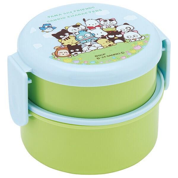 タマ&フレンズ×サンリオキャラクターズ ランチボックス 2段 お弁当箱 500ml フォーク付 抗菌 丸型 スケーター拍卖