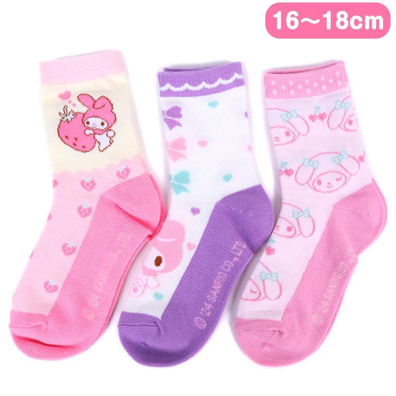 マイメロディ キッズソックス 3足セット 靴下 16-18cm いちご 女の子 子供 子ども サンリオ sanrio キャラクター拍卖