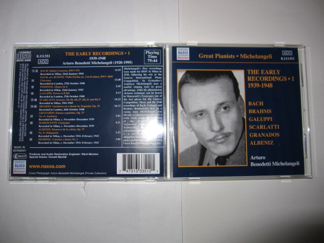 グレート・ピアニスト・シリーズ/ミケランジェリ 初期録音集 1939-1948 NAXOS Historical拍卖