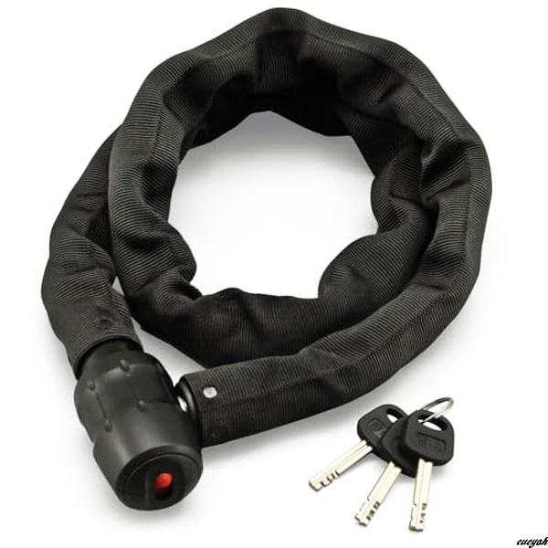 【キーシリンダーと一体構造で使いやすいバイク用チェーンロック】 ブラック 盗難防止 チェーン アンチピック シリンダー 防犯アイテム拍卖