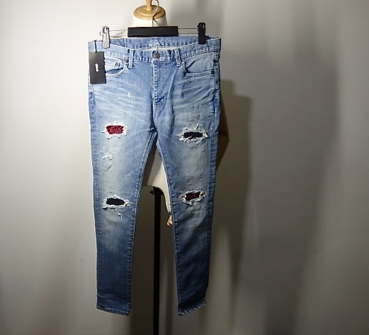 TK 新品タグ付 glamb グラム Sliver damaged denim スリバーダメージデニムパンツ GB0219/P01 サイズ3拍卖