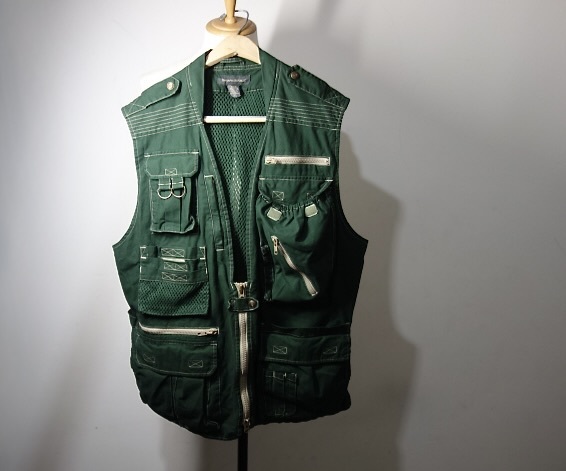 TK 美品 バナナリパブリック BANANA REPUBLIC ユーティリティ マルチポケット ベスト 80s 90s サイズ L ヴィンテージ 古着拍卖