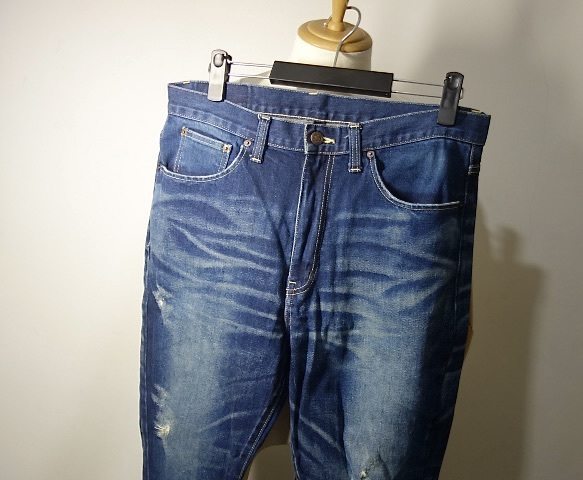 TK 美品 glamb ダメージ クラッシュ加工 裾リブデニムパンツ 鬼ヒゲ 3拍卖
