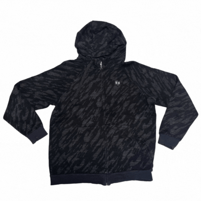 大きいサイズ アンダーアーマー 総柄 フーディー スウェットトレーナー UNDER ARMOUR 裏起毛 ラグラン ロゴジッパー 雅瀬1405 拍卖