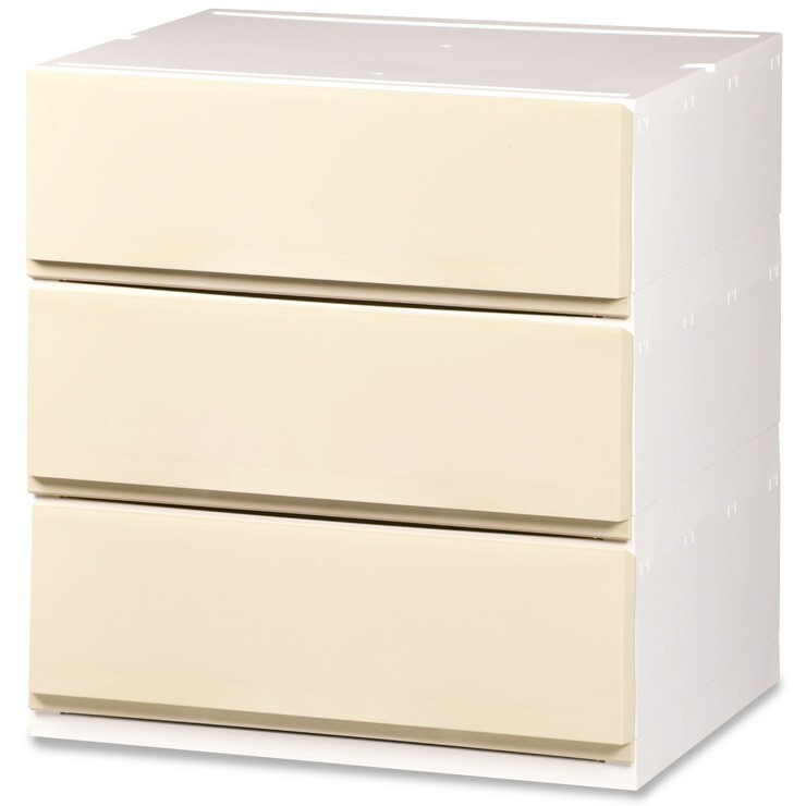衣装ケース 収納ケース プラスチック 引き出し チェスト 3段 押入れ 衣替え ク ローゼット おしゃれ 彩523(ベージュ)拍卖