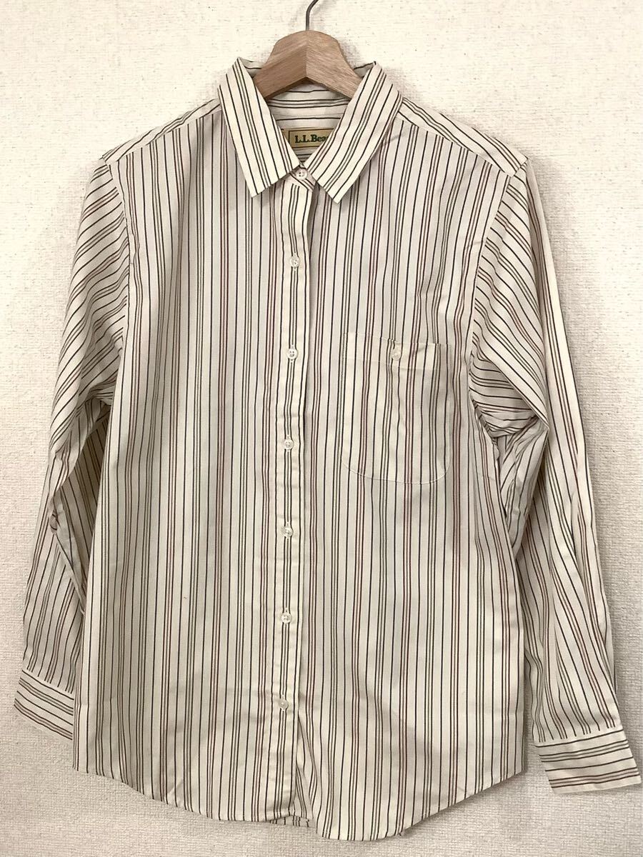 L.LBEAN エルエルビーン ストライプ柄 コットンシャツ 長袖シャツ レディース アウトドア セレクト 古着 8拍卖