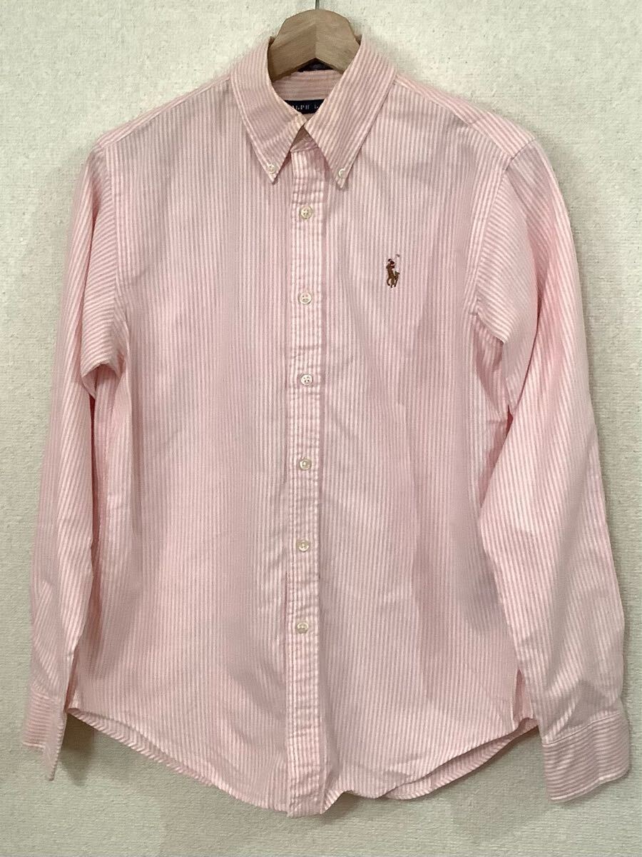 RALPH LAUREN ラルフローレン CLASSIC FIT クラシックフィット ストライプ柄 ボタンダウンシャツ ピンク セレクト 古着 S拍卖
