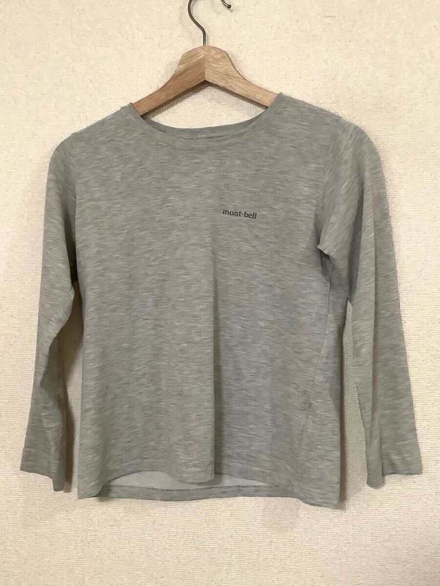mont-bell モンベル ロゴプリント 長袖Tシャツ カットソー グレー アウトドア キャンプ レディース 古着 S拍卖