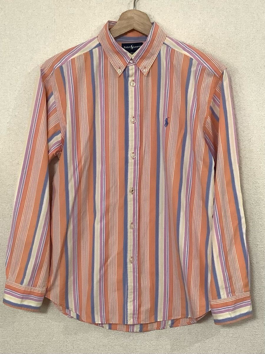 RALPH LAUREN ラルフローレン ストライプ柄 ボタンダウンシャツ 長袖シャツ ボーイズ 子供服 セレクト 古着 L拍卖