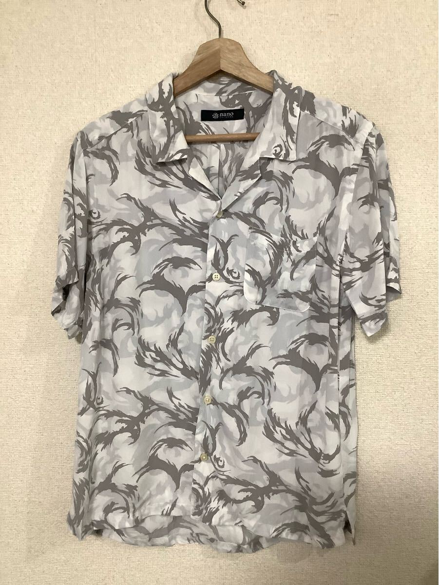 nano universe ナノユニバース オープンカラー レーヨンシャツ セレクト カジュアル メンズ 古着 M拍卖