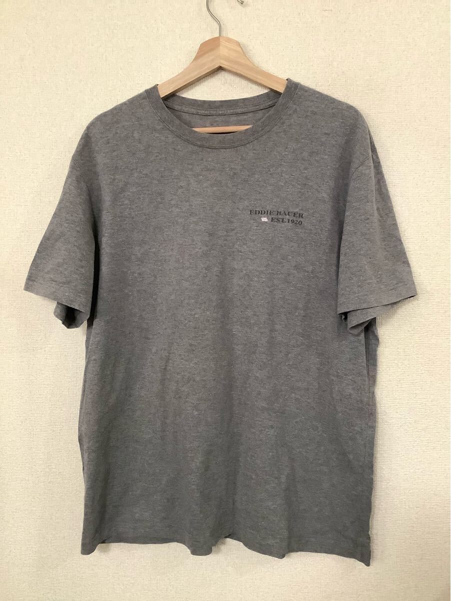 eddie-bauer エディーバウアー パックプリント 半袖Tシャツ アウトドア グレー キャンプ メンズ 古着 XL拍卖