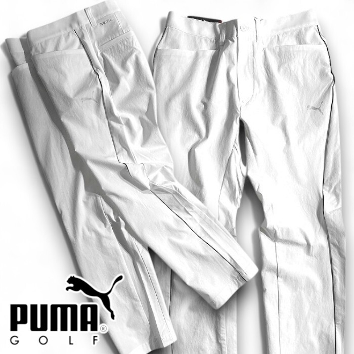 PUMA プーマ ゴルフ 定価1.3万 coolCELL 接触冷感 パイピング ストレッチ アンクル丈 パンツ ゴルフウェア 627657 03 XL ▲032▼50501w09拍卖